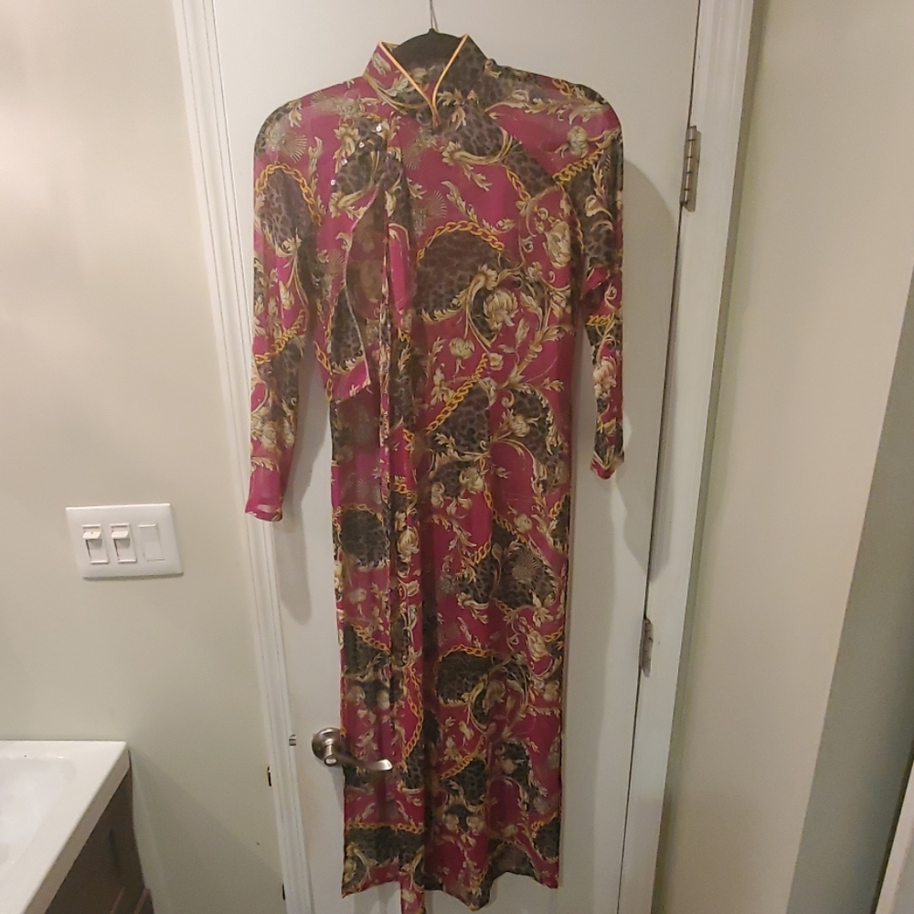 Japanese style sheer sexy dress, snaps down side